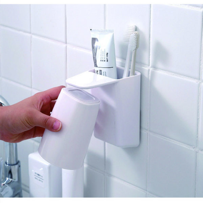 또사자몰 자석 양치컵세트 칫솔걸이 칫솔꽂이 1+1, 화이트, 2개
