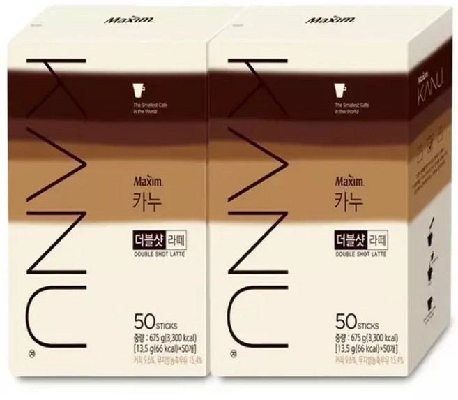 카누 더블샷 라떼 50T+50T, 1개, 100개입, 13.5g