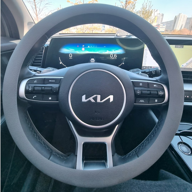 굿즈테이너 논슬립 차량 실리콘 핸들커버, 라이트그레이