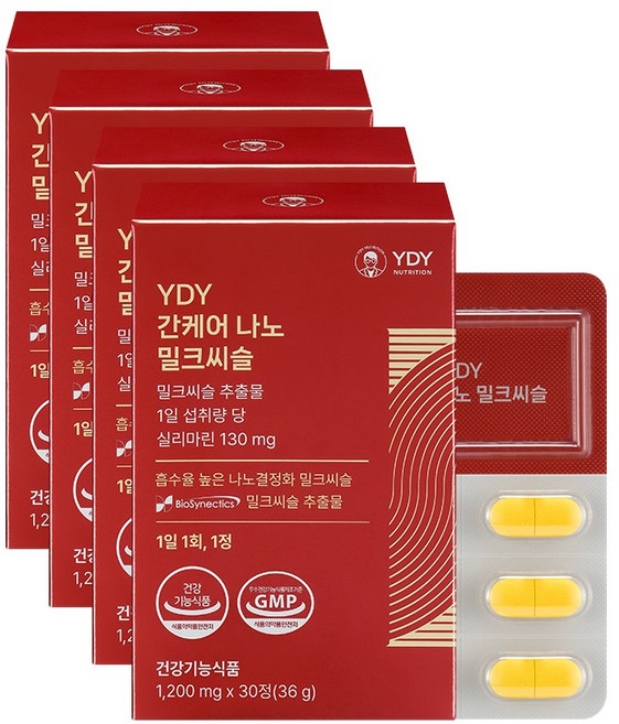 YDY 간케어 나노 밀크씨슬, 4개, 30정