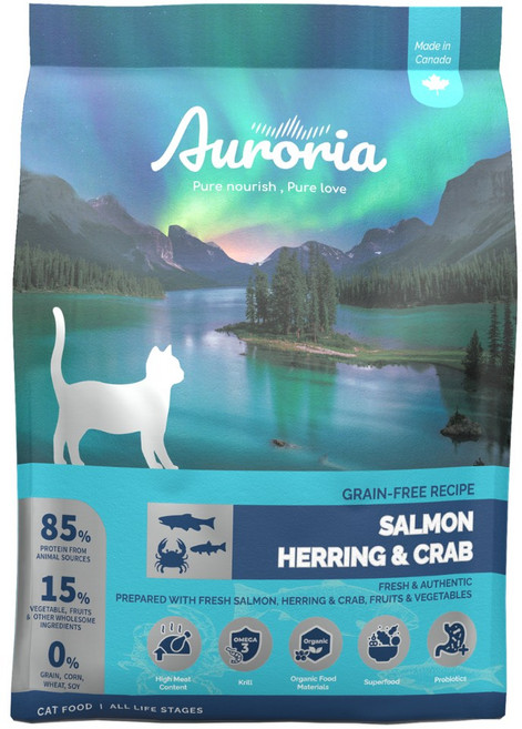 Auroria 無穀雞肉鮭魚熟齡貓糧, 1個, 極光無穀貓糧-鮭魚+鯡魚+雪蟹,1磅