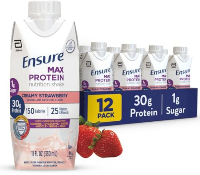Ensure Max Protein Shake | Creamy Strawberry | Ready to Drink | 30g Protein for Muscle Health | 1, 1개, 330ml