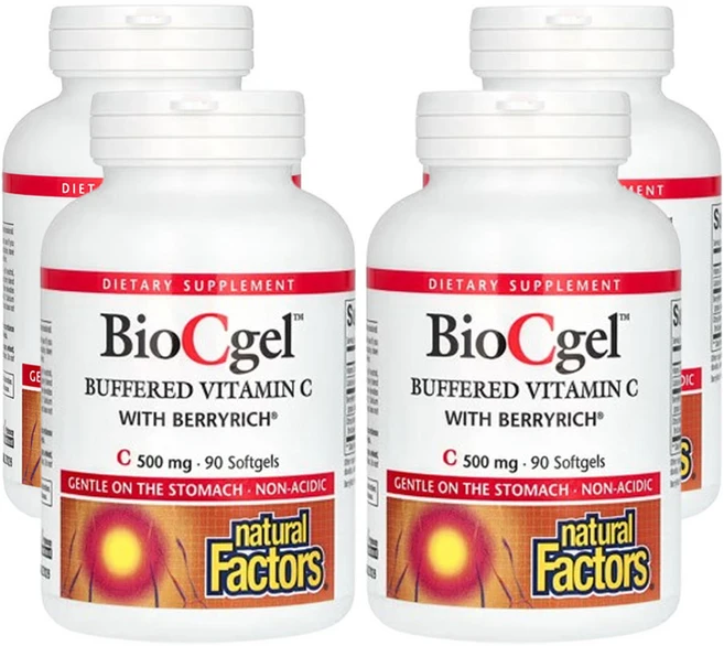 네츄럴팩터스 BioCgel BerryRich®가 함유된 완충 비타민 C 500mg 90소프트젤, 4개, 90정 - 쿠팡