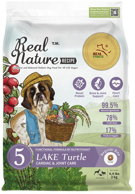 RealPower瑞威 草原羊肉亮毛 全齡犬飼料 2kg, 1個, 瑞威-全犬5號 湖畔水鱉關節心臟,4kg