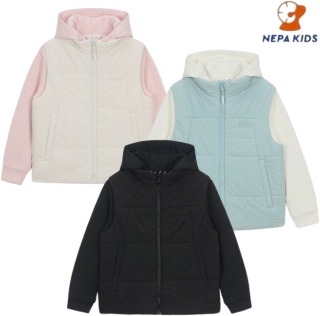 [백화점출고] 네파키즈 2IN1자켓 아동공용 간절기 패딩베스트 후드집업세트 등하교 트레이닝 보온점퍼