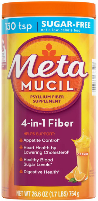 Metamucil 메타무실 파이버 무설탕 오렌지맛, 1개, 754g