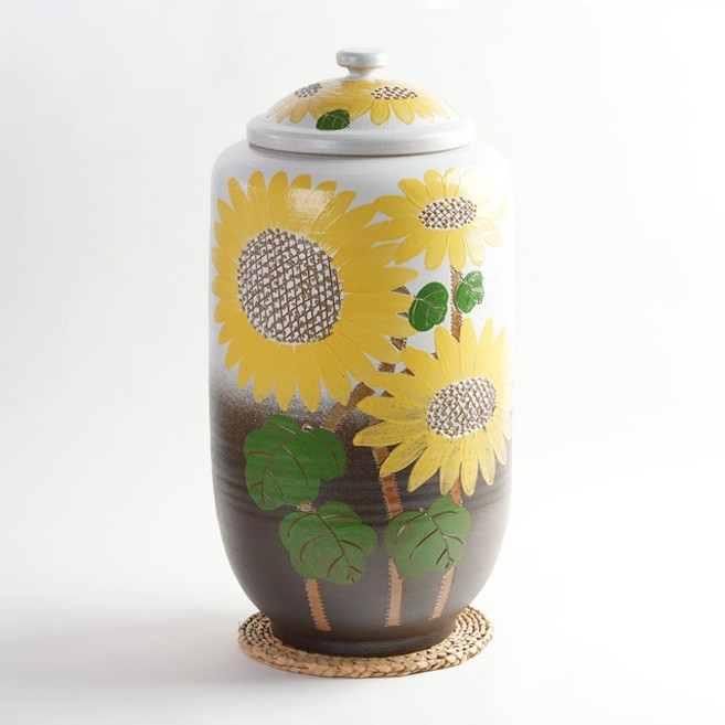 진 지통 해바라기 투톤 쌀독 20kg 소금항아리 쌀통, 1개