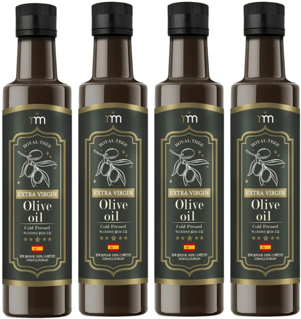 로얄트리 스페인 최상급 피쿠알품종 올리브오일 엑스트라버진 냉압착, 4개, 250ml