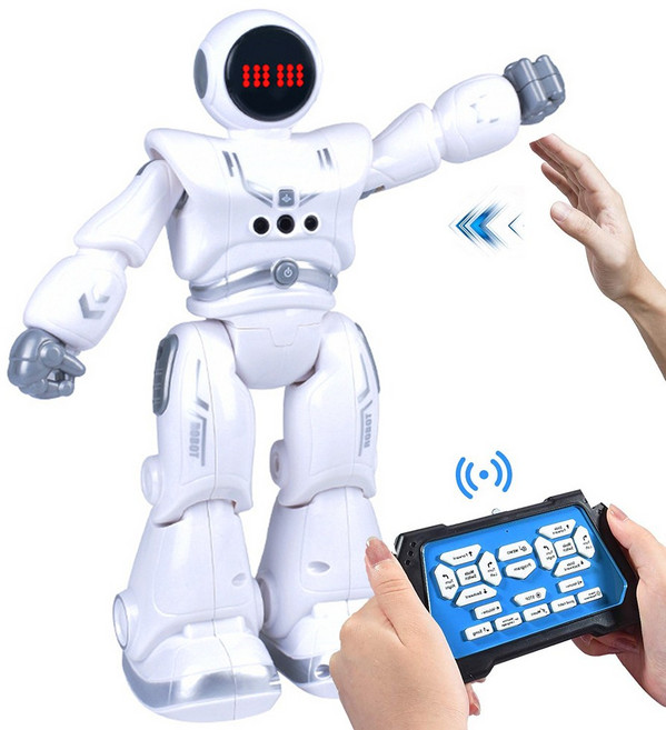 JENMV AI로봇 코딩 로봇 장난감 교육로봇 휴머노이드 AI인공지능형로봇공학 초등애완코딩장난감 AI로봇장난감 조종리모콘 포함 산책 댄스기능 작동완구 무선 조종, 흰색, 1개