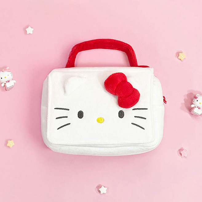 헬로키티 미러 토트파우치거울일체형, 1개, 화이트