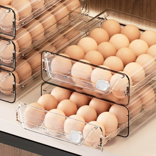 진컴퍼니 깔끔보관 계란트레이 서랍형 20구 X 2개, 투명, 1개