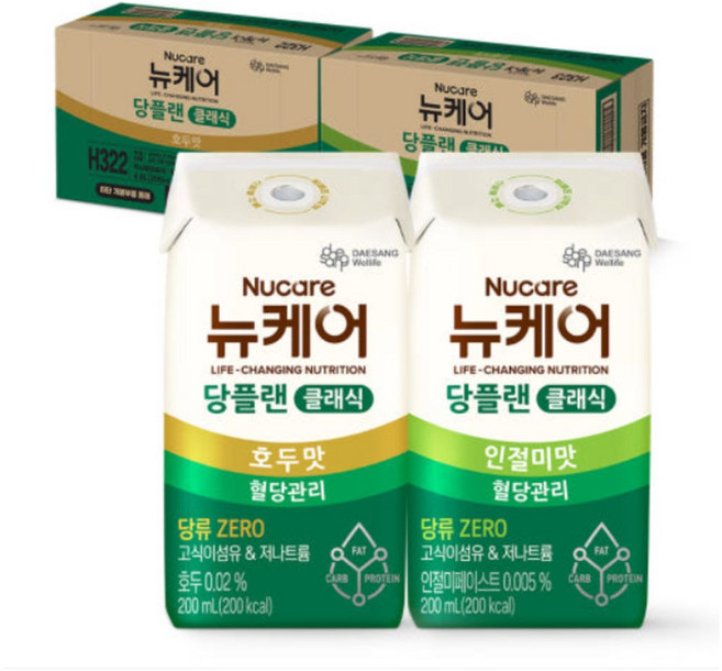 대상웰라이프 뉴케어 당플랜 클래식 균형영양식 (호두맛 1박스+인절미맛 1박스)(총2박스), 1세트, 200ml