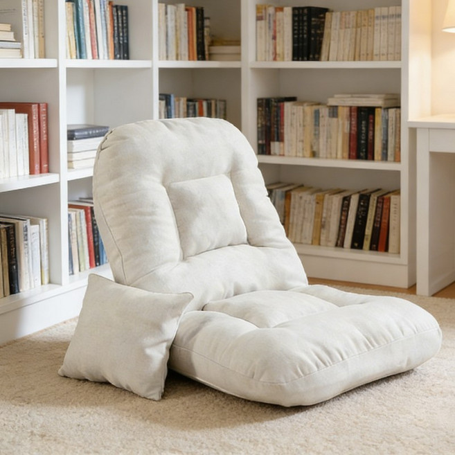 쿠리브 홈용 좌식 소파 등받이 리클라이너 휴식용 접이식 좌식의자, 1개, 베이지