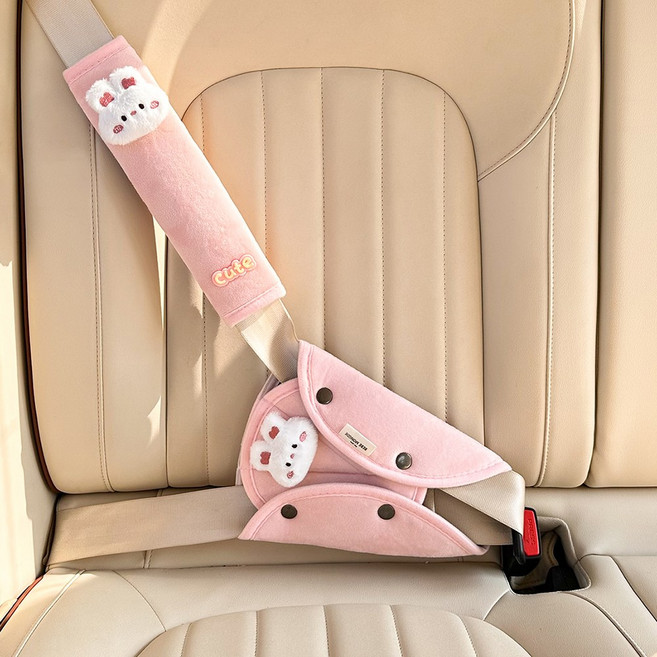 베베몽드 차량용 안전벨트 커버 세트 목쓸림방지, 1개, 부들핑크