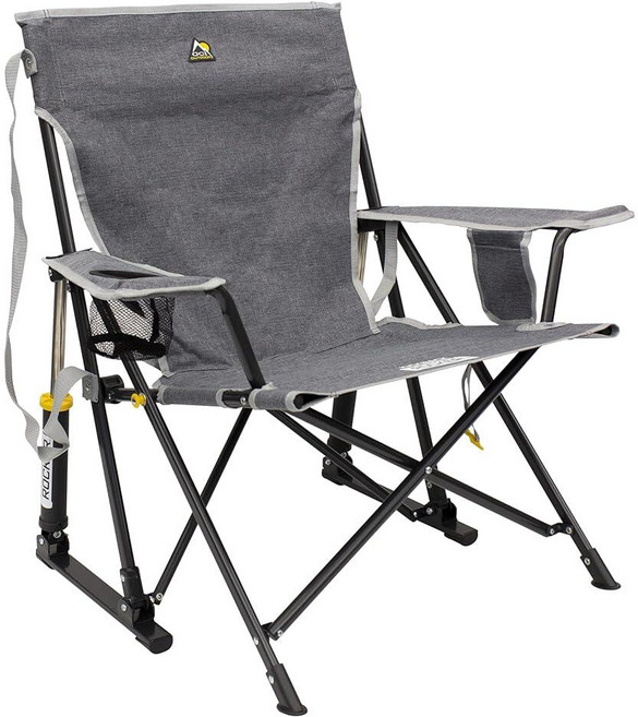 GCI Outdoor Kickback Rocker 야외 흔들 의자 음료 홀더 포함 101841, Grey