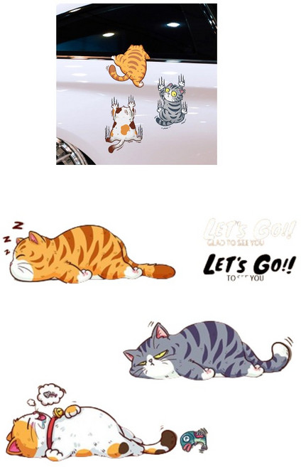 바이유즈 차량용 고양이스티커 스크래치 흠집, 낮잠냥이, 1개