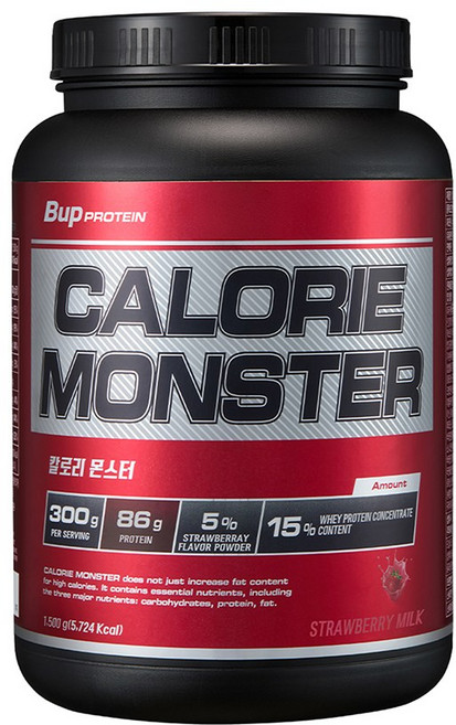 BUP 칼로리몬스터 딸기맛 체중증가 게이너, 1개, 1.5kg