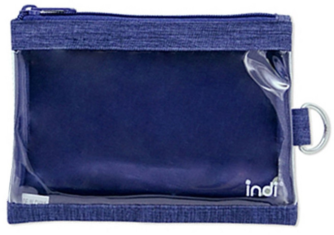 인디 D링 고리 투명 슬림 파우치 S 네이비 색상 미니 여행용 보조 파우치, 단품, 단품