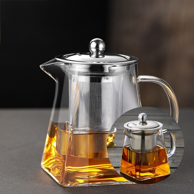 로하티 유리 주전자 티팟 550ml 티포트 유리포트 티주전자