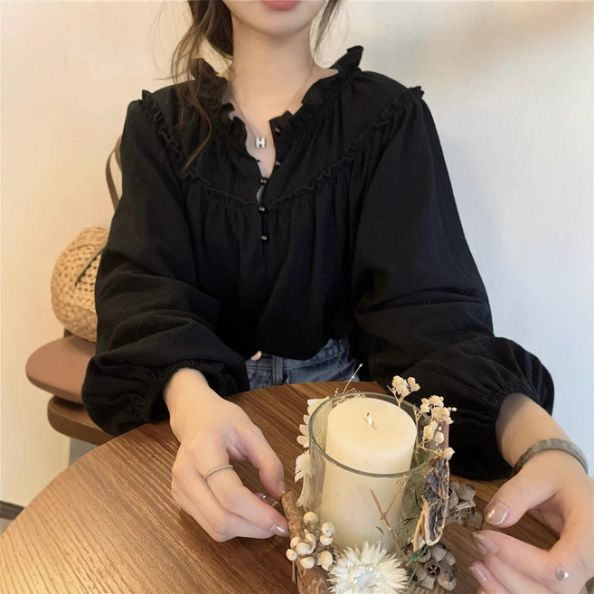 스타일닥터 여성 디자인 트렌디 긴팔상의 벌룬 긴팔셔츠