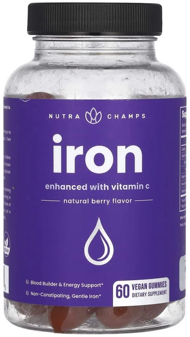 뉴트라챔프 철분 irn 비타민C 천연 베리 비건 구미젤리 60개, 뉴트라챔프 철분 irn 비타민C 천연 베리 비건 구미젤, 1개, 60정 - 쿠팡