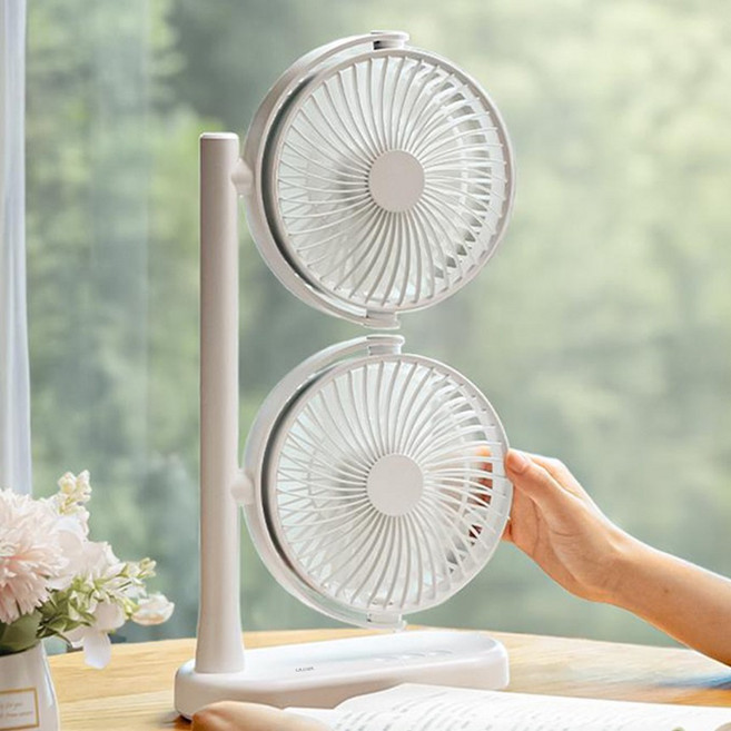 큐오닉스 유무선 듀얼팬 써큘레이터 선풍기, 화이트