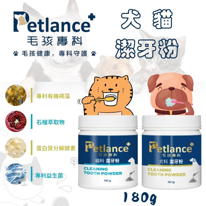皮皮寵物館 毛孩專科潔牙粉 寵物保健 潔牙用品 牙齒清潔, 1個, 貓180g