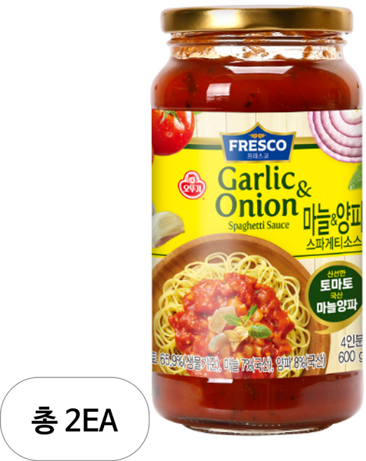 오뚜기프레스코 마늘 앤 양파 스파게티소스, 600g, 2개
