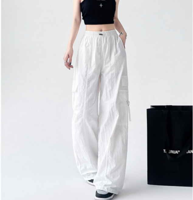 이지웨어 다리보정 카고 포켓 와이드 밴딩 팬츠