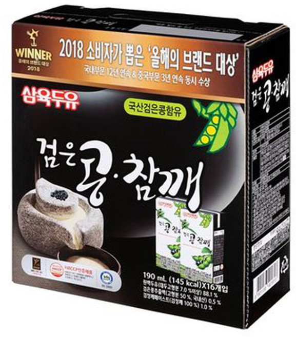 삼육두유 검은콩 참깨 두유, 190ml, 64개