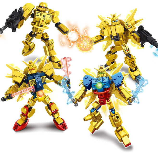 슈퍼로봇 골든 나이츠 4종 블럭 캐릭터 피규어 단체 장난감 선물, 4종 세트, 1개