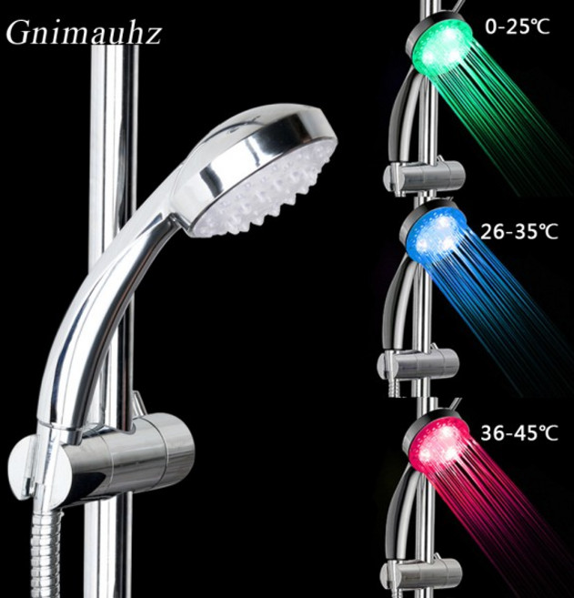 LED 변경 샤워 헤드 수온 센서 감지 욕실 노즐 자동 제어 컬러풀한 스프링클러 Led, 3인치, 1개, 1. 3 인치