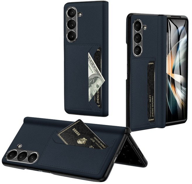 YINUO 갤럭시 Z 폴드3 4 5 6 7 힌지보호 소가죽 수납 케이스