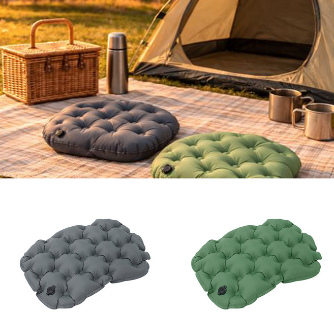 이지몰 30초 완성 초경량 TPU 에어 캠핑 베개 파우치 휴대용 여행용 목베개, 1개, 카키