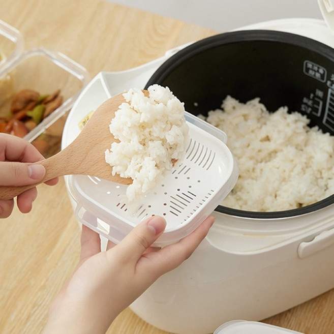 1인분씩 소분하는 전자레인지 사용 가능한 밥 보관 통, 화이트 3개입, 1개