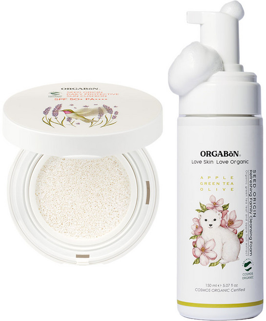 오가본 유기농 아기 선케어 세트 (선쿠션+클렌징폼), 1개, 150ml