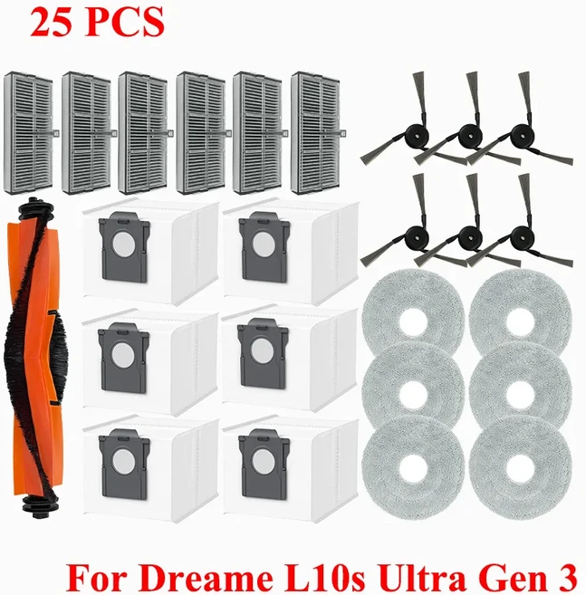 드리미 L10s 울트라 Gen 3/L40 MOVA P50 프로 진공 청소기 메인 사이드 브러시 백 필터, 03 20