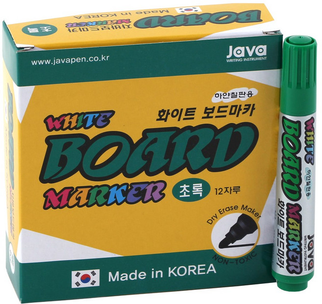 자바펜 화이트보드마카, 12개입, 초록