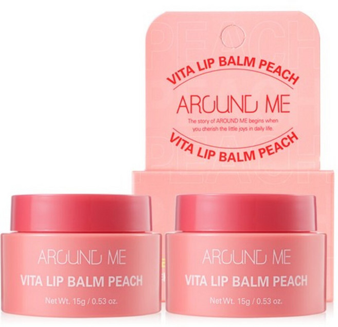 어라운드미 비타 립밤, 복숭아, 15g, 2개