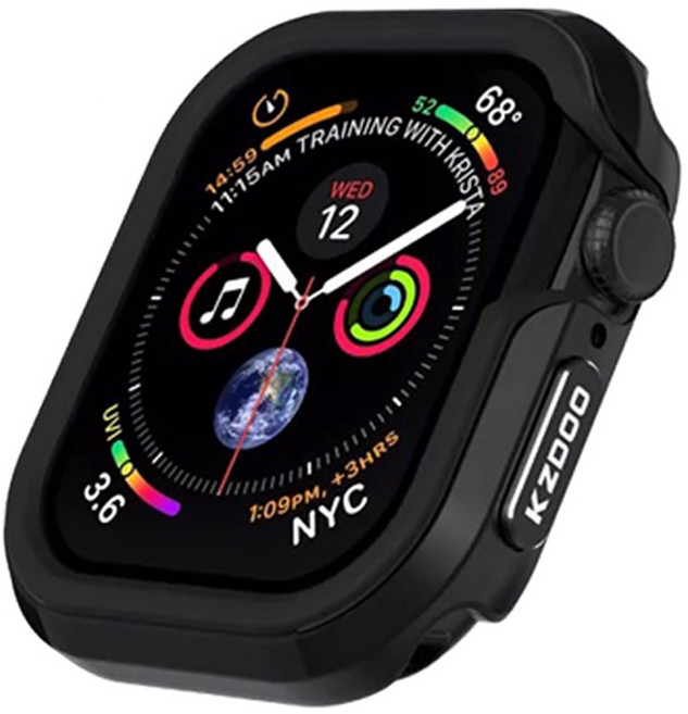 KZDOO 航空鋁合金雙料防摔保護殼 適用於 Apple Watch 3/2/1, 黑色, 1個