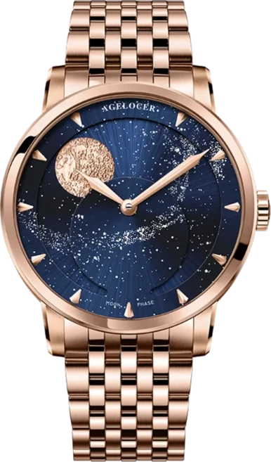AGELOCER 남성용 오리지널 천문학 시계 반 고흐 유화 럭셔리 자동 기계식 문페이즈 생일 선물, 08 6404D9