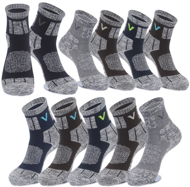 발렌티노크리스티 남성용 등산 V 쿠션 중목 양말 10켤레
