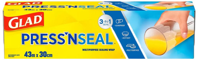 Glad Press’n Seal 強力保鮮膜 可冷凍冷藏膠膜 肉類、蔬菜食材保鮮, 43.4m, 1個