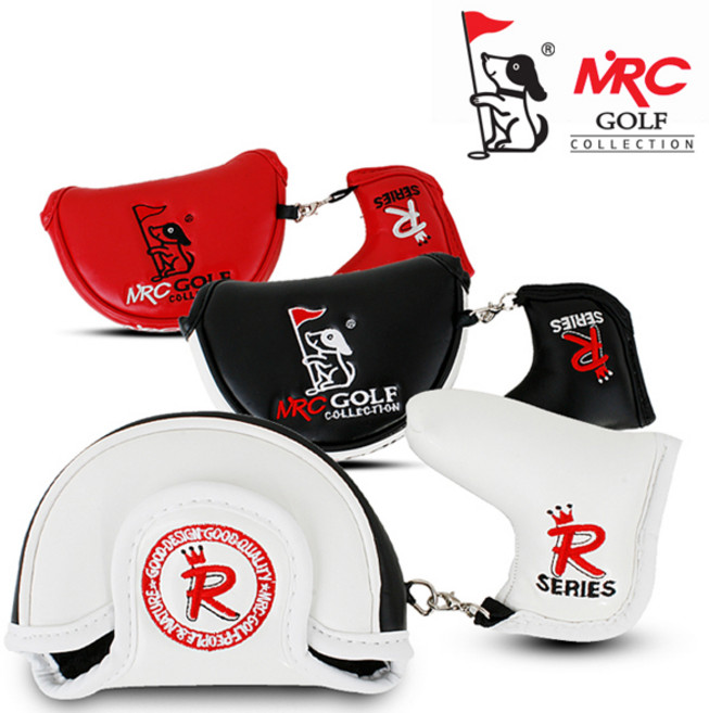 고급 재질 자수 반달형 퍼터커버+ 2구 주머니 홀인원 그린 용품 이글 매너, 블랙