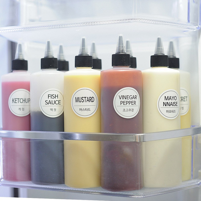 플라라 소스통 소스용기 블랙캡 100ml 5개 세트 라벨지 27종 무료 양념통