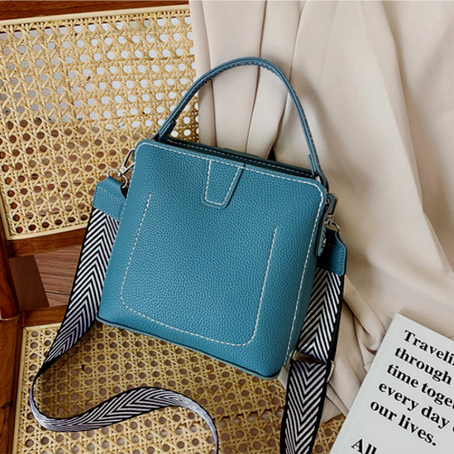 수제 DIY 가죽공예 가방 만들기 스퀘어 미니백 제작 키트, 블루, 1개