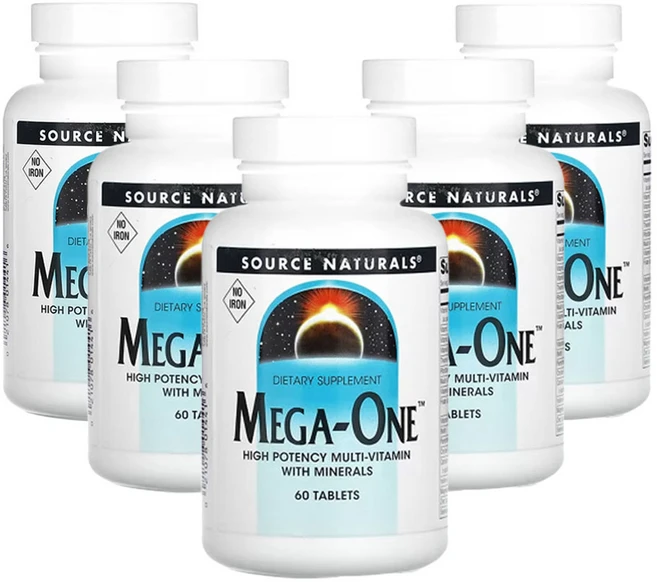 소스네츄럴스 메가 원 철분 없음 60 정, 60정, 5팩 - 쿠팡