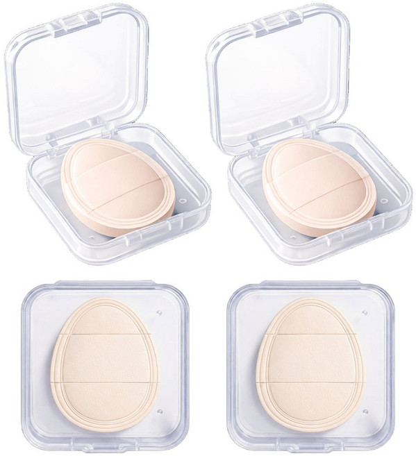 큐히트 모찌 미니 핑거 퍼프+케이스 세트, 4개, 스킨