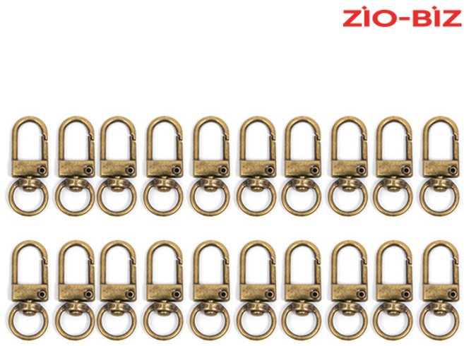 D고리 세트 20pcs 엔틱골드/키홀더 DIY부자재 열쇠고리링 가방고리 연결고리 악세사리 액세서리 D링 휴대용케이스 포함, 1세트