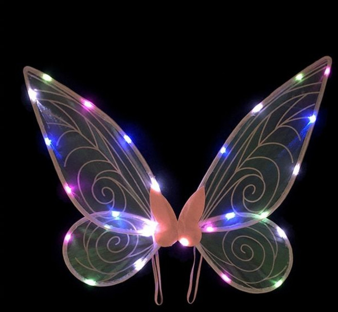 LED 날개 나비 천사 요정 라이트윙 할로윈 학예회소품 야광날개 스트랩 조절식 배터리, C. 요정날개 Pink DIY B